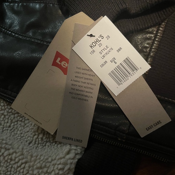 Levi Strauss Faux Leather Sherpa Lined Bomber Style Jacket Small - Picture 3 of 4